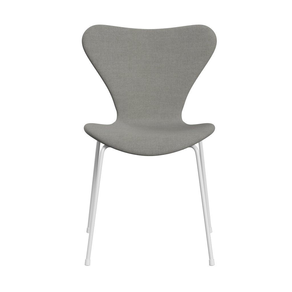 Fritz Hansen 3107 Chair Full Upholstery, White/Sunniva 2 Sand/Light Grey