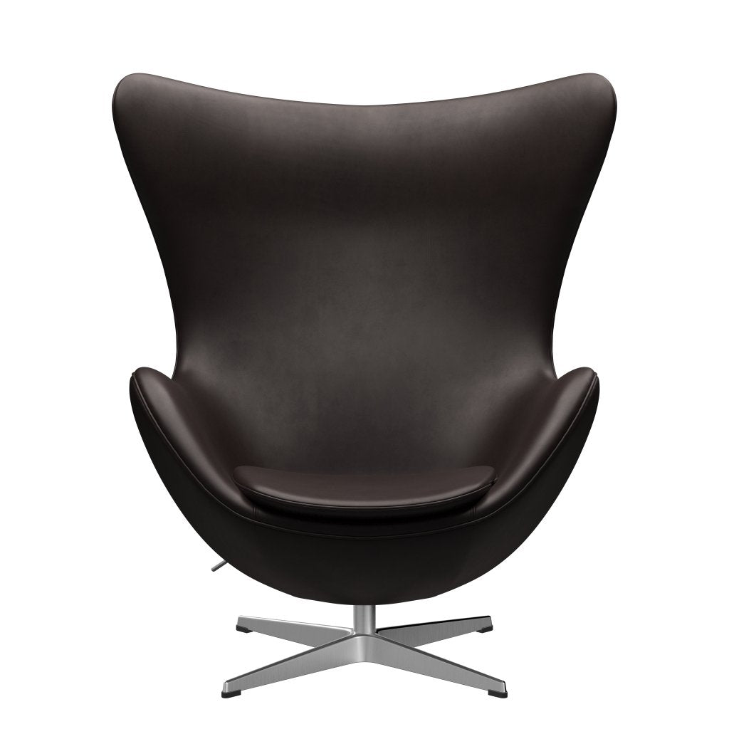 Fritz Hansen The Egg Lounge Chair, aluminio/gracia marrón oscuro