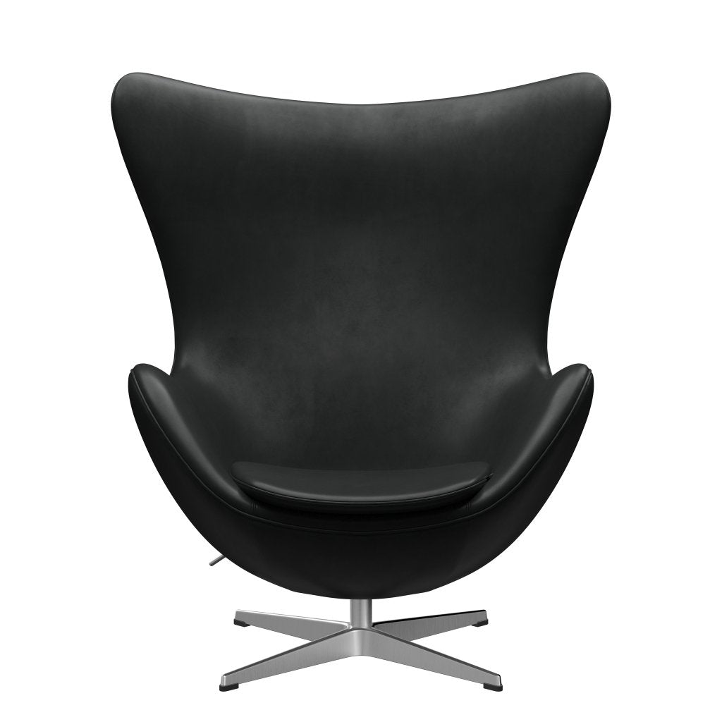 Fritz Hansen The Egg Lounge Chair, aluminio/gracia negra