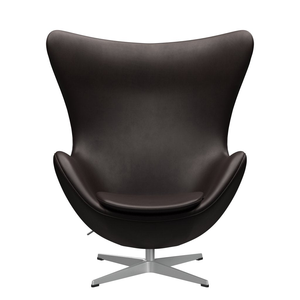 Fritz Hansen The Egg Lounge stol, sølvgrå/nåde mørkebrun