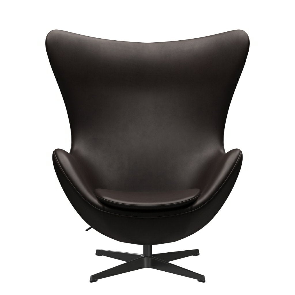Fritz Hansen The Egg Lounge Chair, Black Laquered/Grace Dark Brown