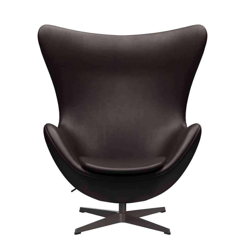 Fritz Hansen The Egg Lounge Chair, Grafito cálido/gracia marrón oscuro