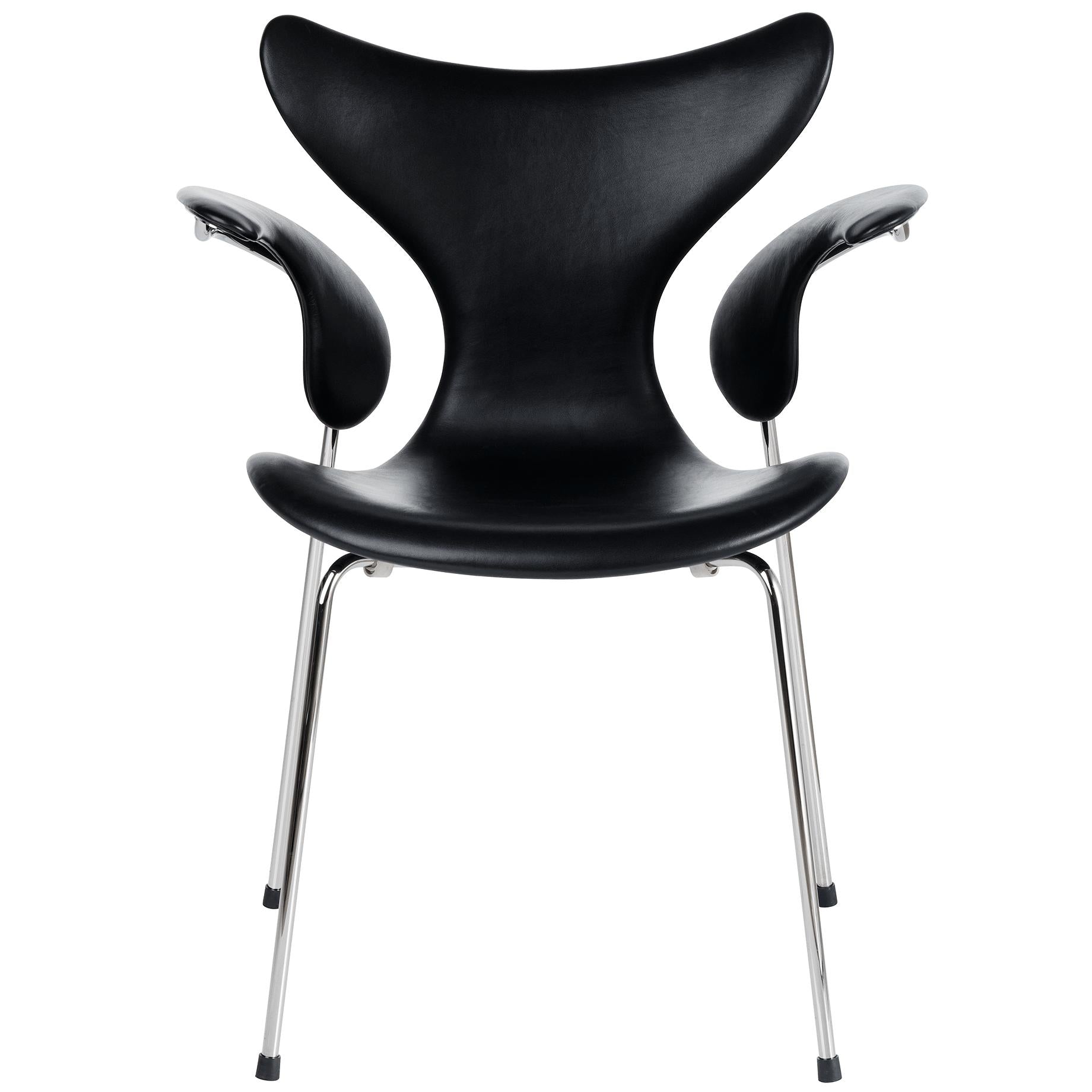 Fritz Hansen The Lily Sillón de cuero de tapicería completa, elegancia negra