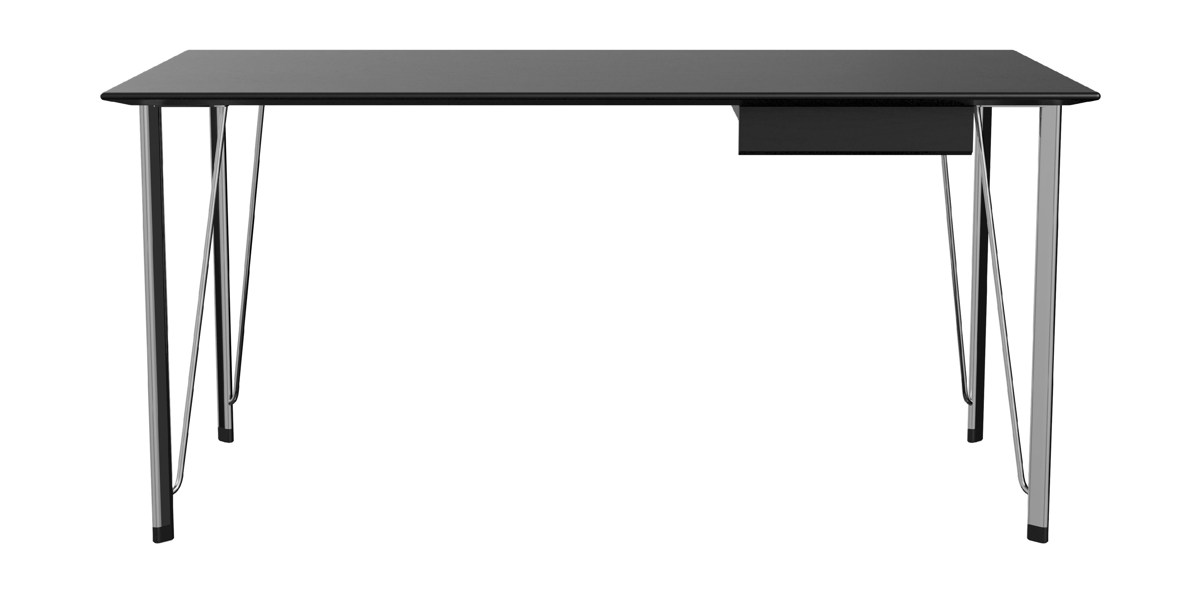 Fritz Hansen FH3605 skrivebord med skuffe, krom/sort farvet aske