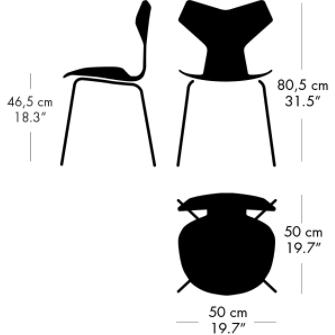 Fritz Hansen Grand Prix Stuhl Lackierte weiße Hülle, warme Graphitbasis