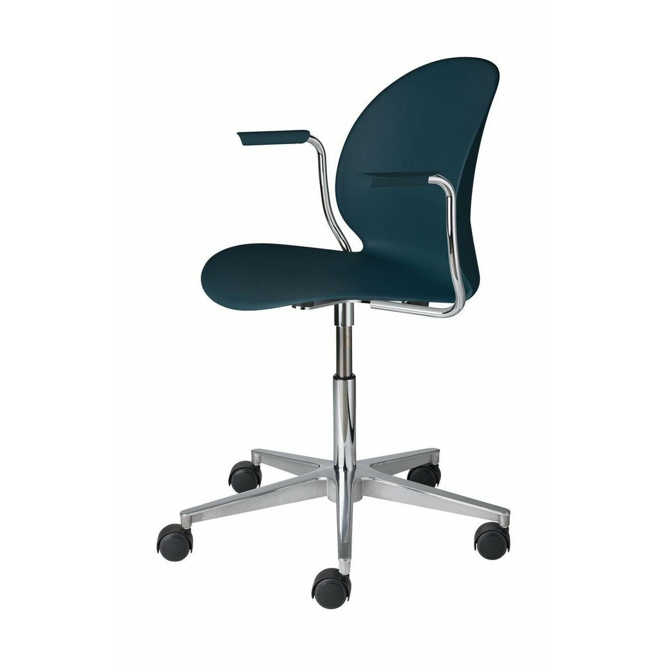 Fritz Hansen N02 Recycler le fauteuil pivotant, bleu foncé / aluminium poli