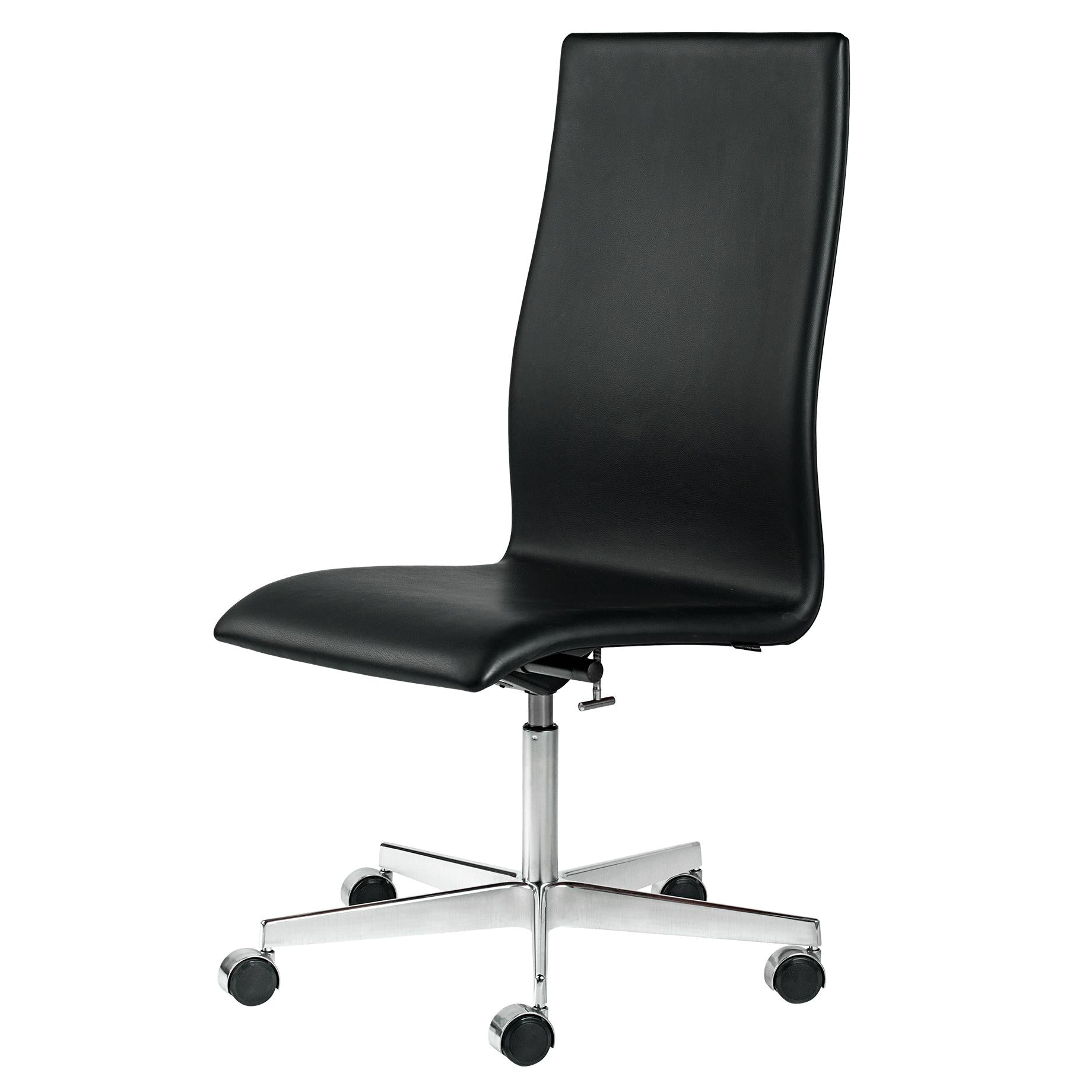 Fritz Hansen Oxford Classic Height Silla de oficina ajustable de cuero, espalda central