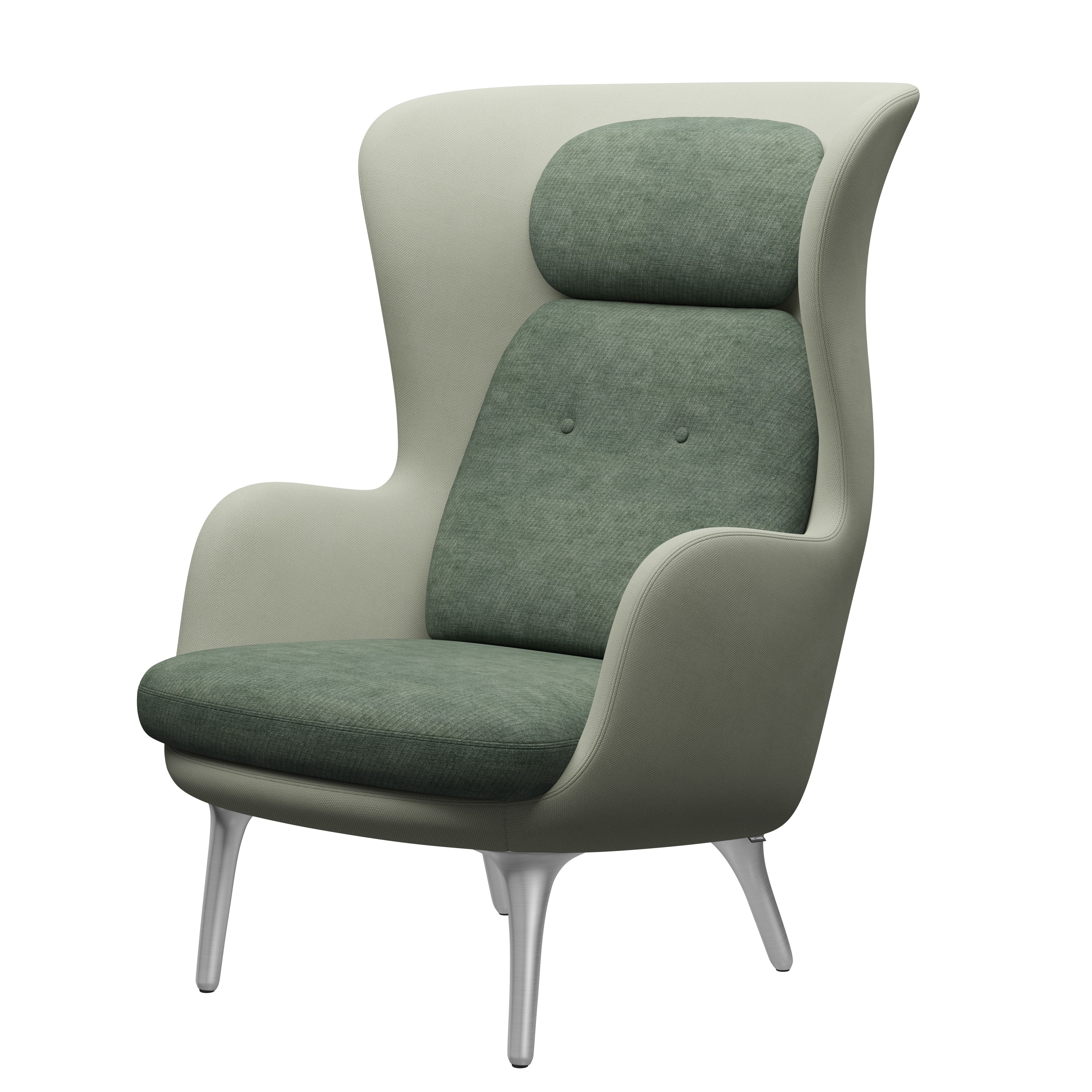 Fritz Hansen Ro Lounge Chair Aluminium, Minzgrün