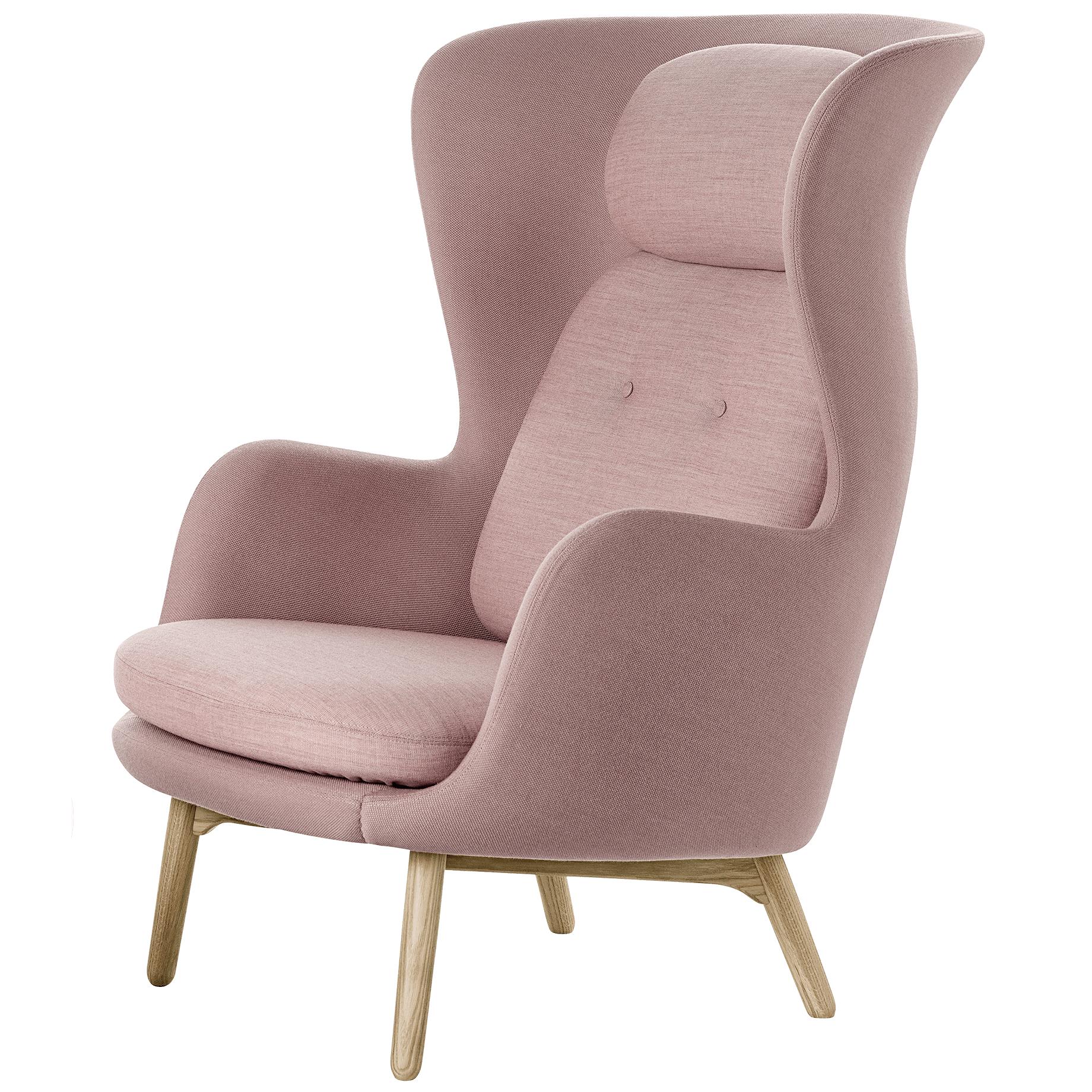 Fritz Hansen Ro Lounge Chair Træ, Steelcut Pink/ Canvas Pink