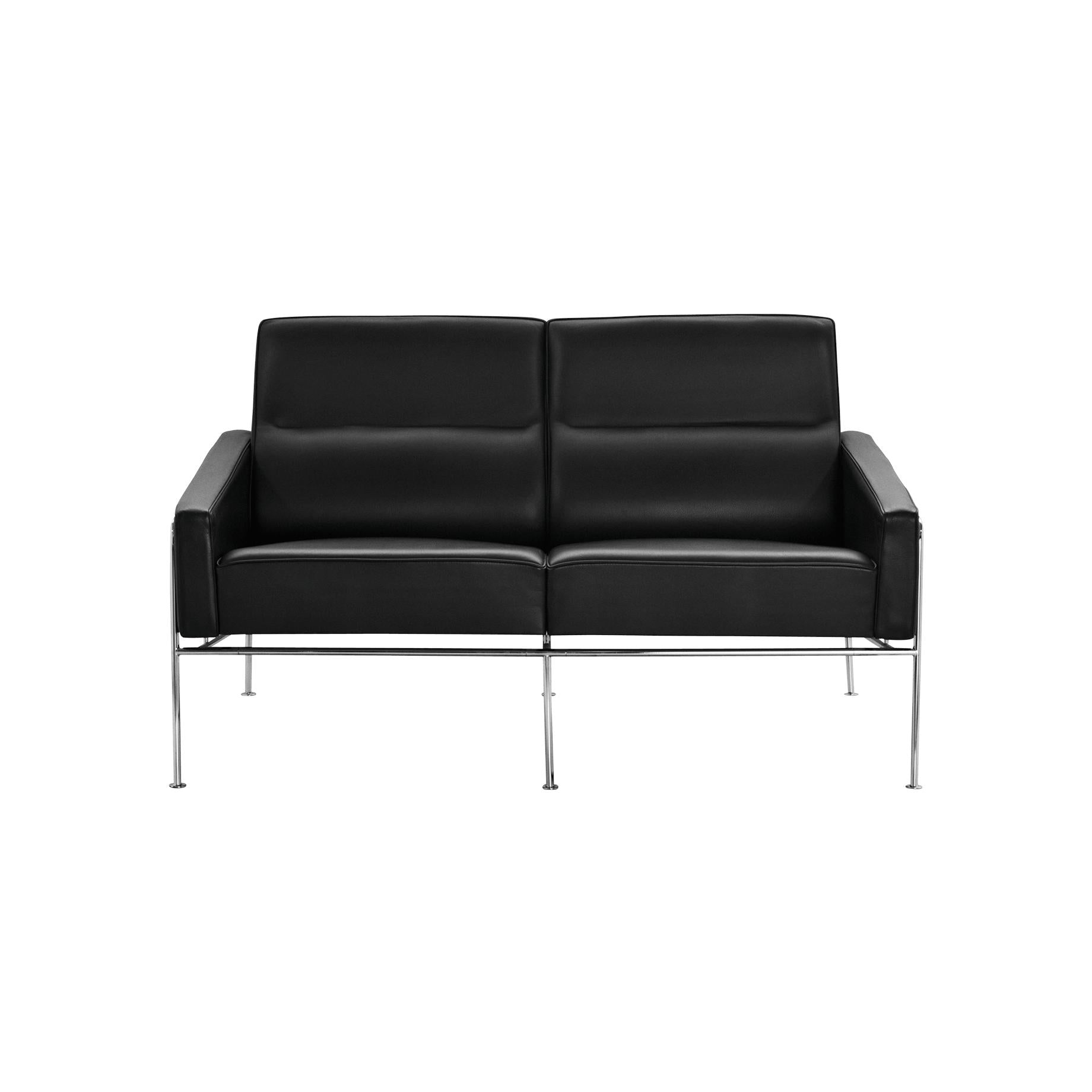 Fritz Hansen Serie 3300 Sofa 2 Personen, Eleganzleder schwarz