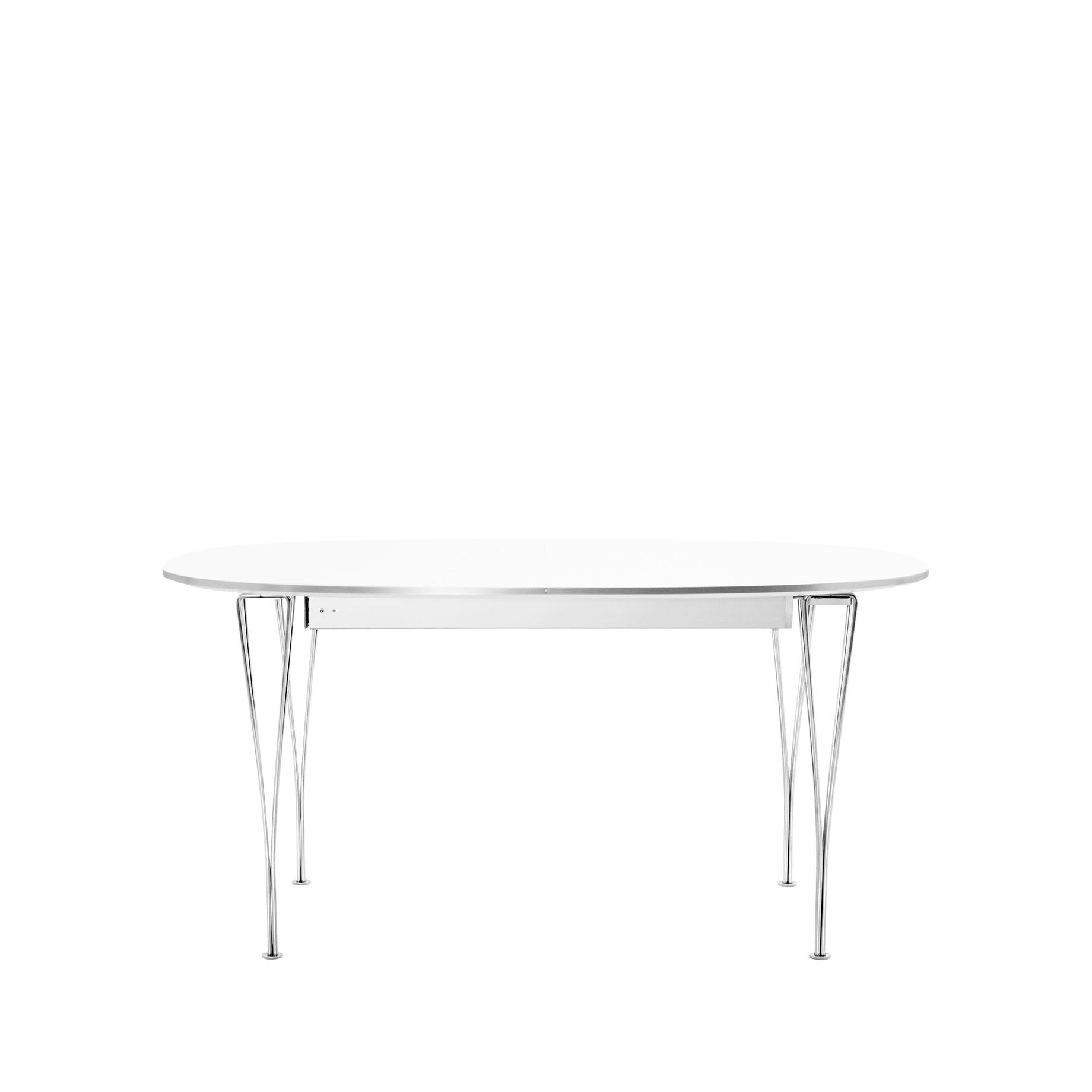 Fritz Hansen Super Ellipse Excorable Table Chrom 100 x170/270 cm, weißes Laminat