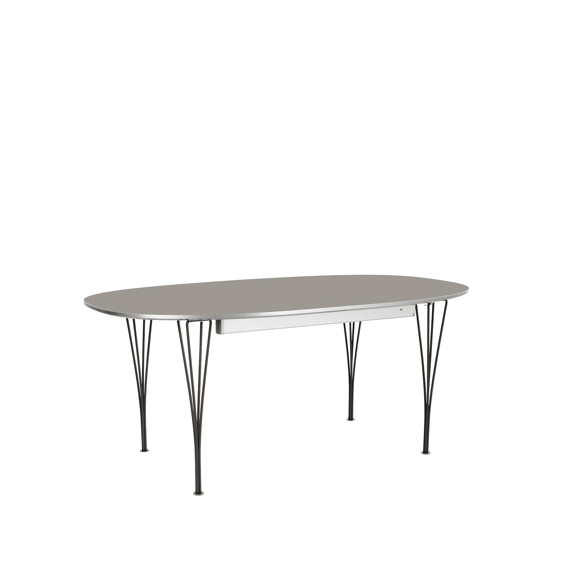 Fritz Hansen Super Ellipse Excorable Table Chrom 120 x180/300 cm, graues Laminat