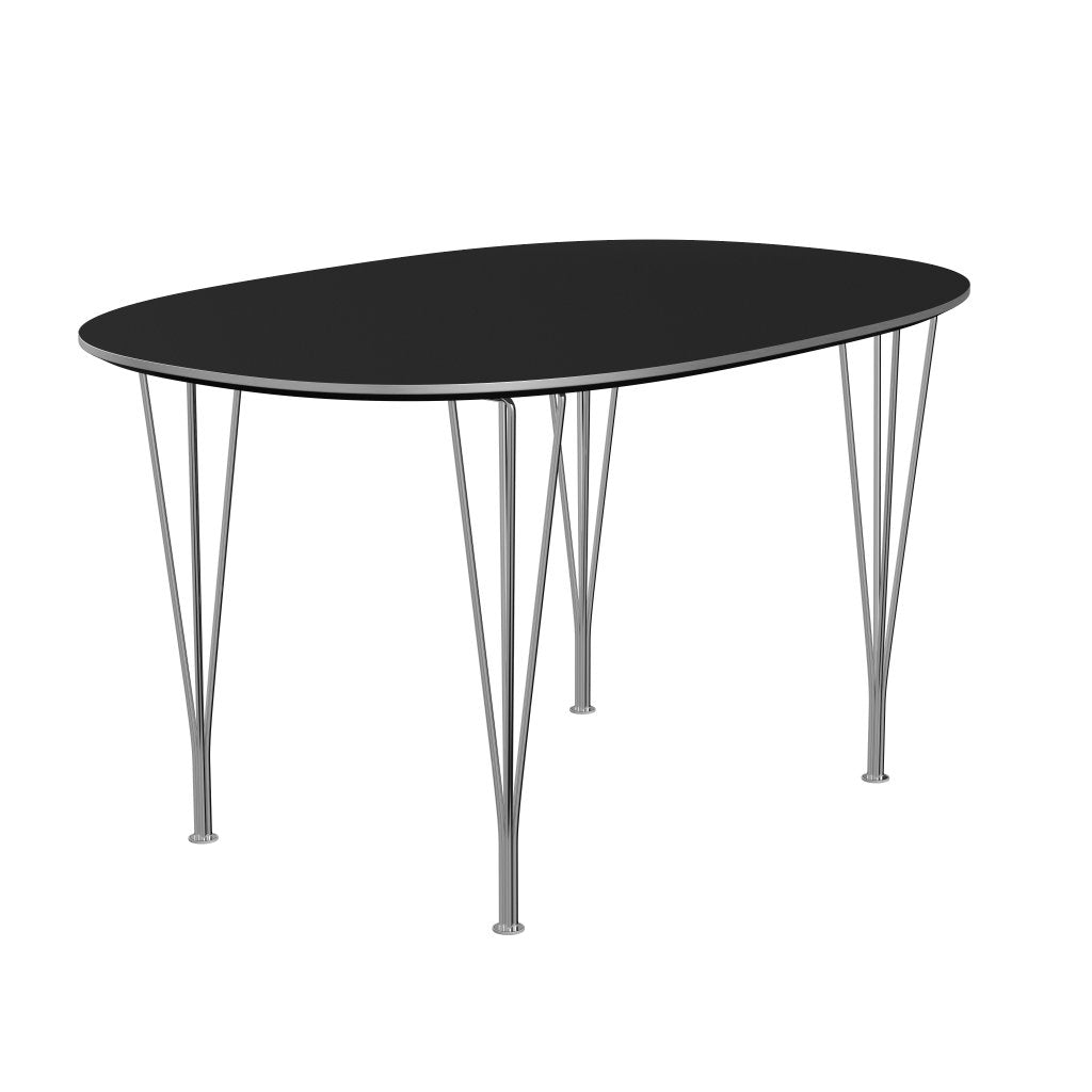 Fritz Hansen Superellipse Dining Table Chrome/Black Fenix Laminates, 135x90 Cm