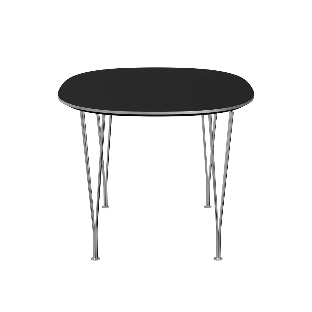 Fritz Hansen Superellipse Dining Table Chrome/Black Fenix Laminates, 135x90 Cm