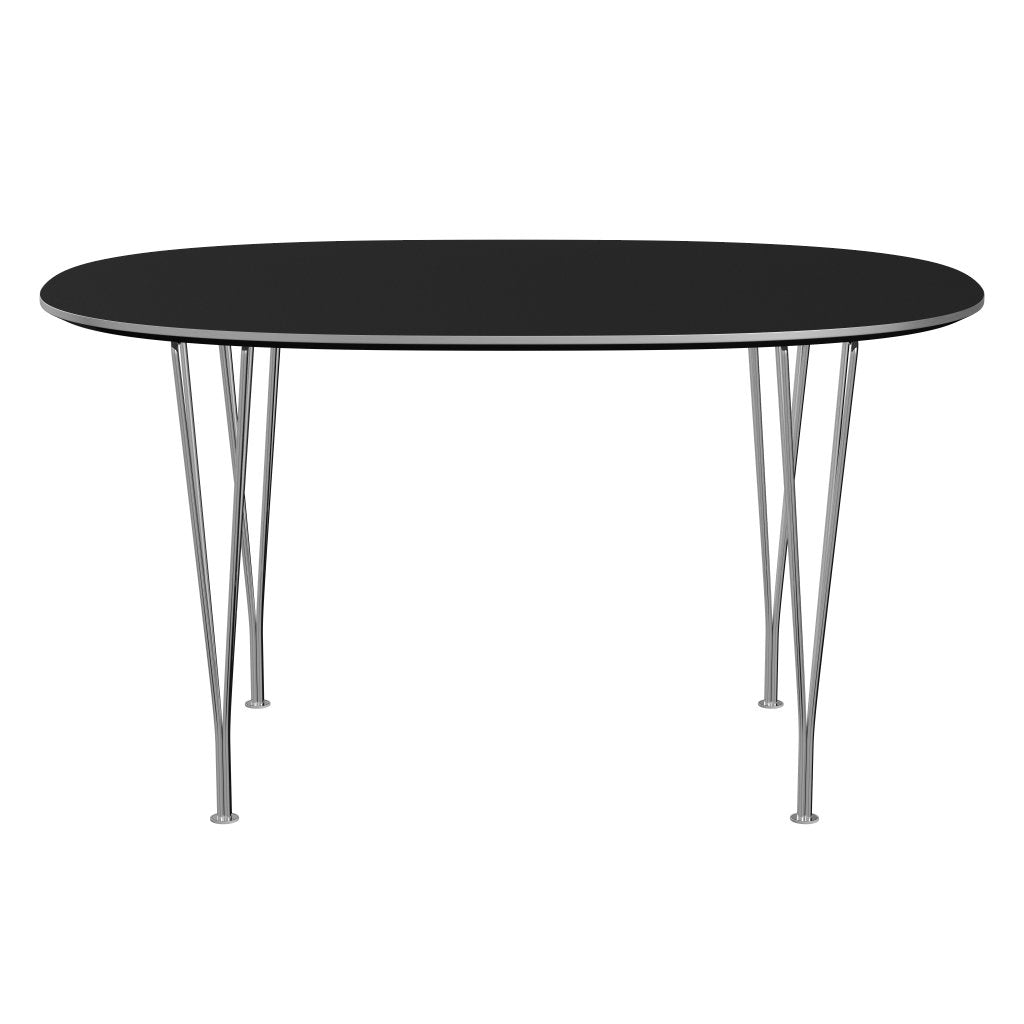 Fritz Hansen Superellipse Esstisch Chrom/schwarze Fenix ​​-Laminate, 135x90 cm