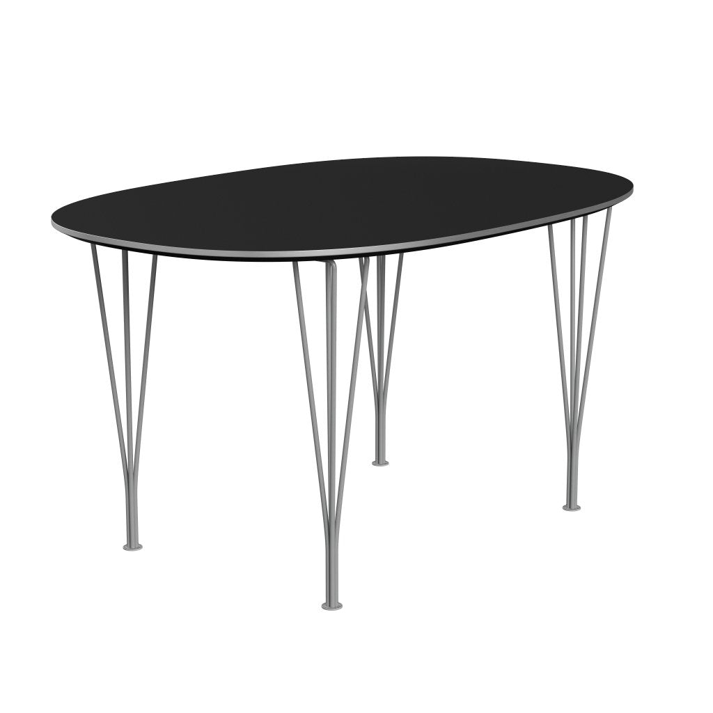 Fritz Hansen Superellipse Esstisch Graupulver beschichtet/schwarz Fenix ​​Laminate, 135x90 cm