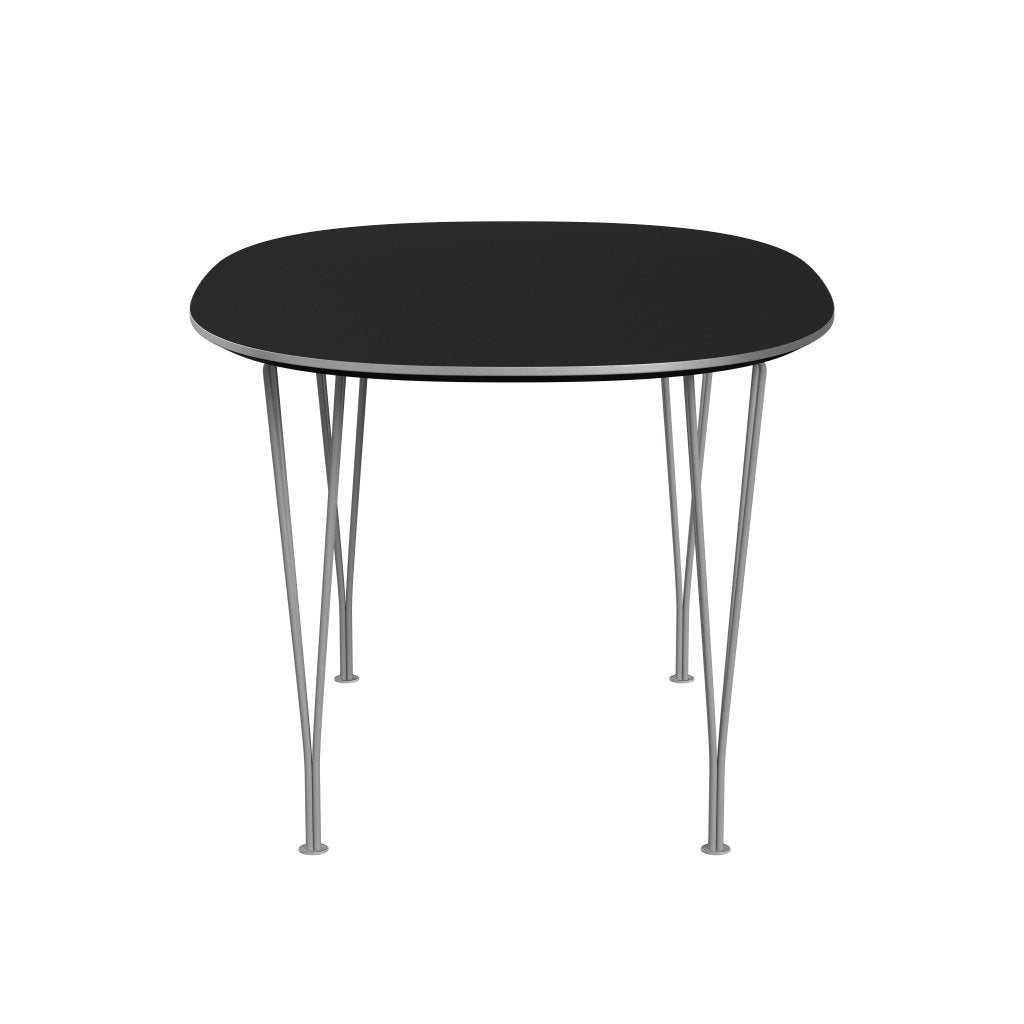 Fritz Hansen Superellipse Dining Table Grey Powder Coated/Black Fenix Laminates, 135x90 Cm