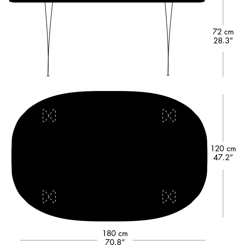 Table à manger Fritz Hansen Superellipse Graphite / Fenix ​​noir stratifié, 180x120 cm