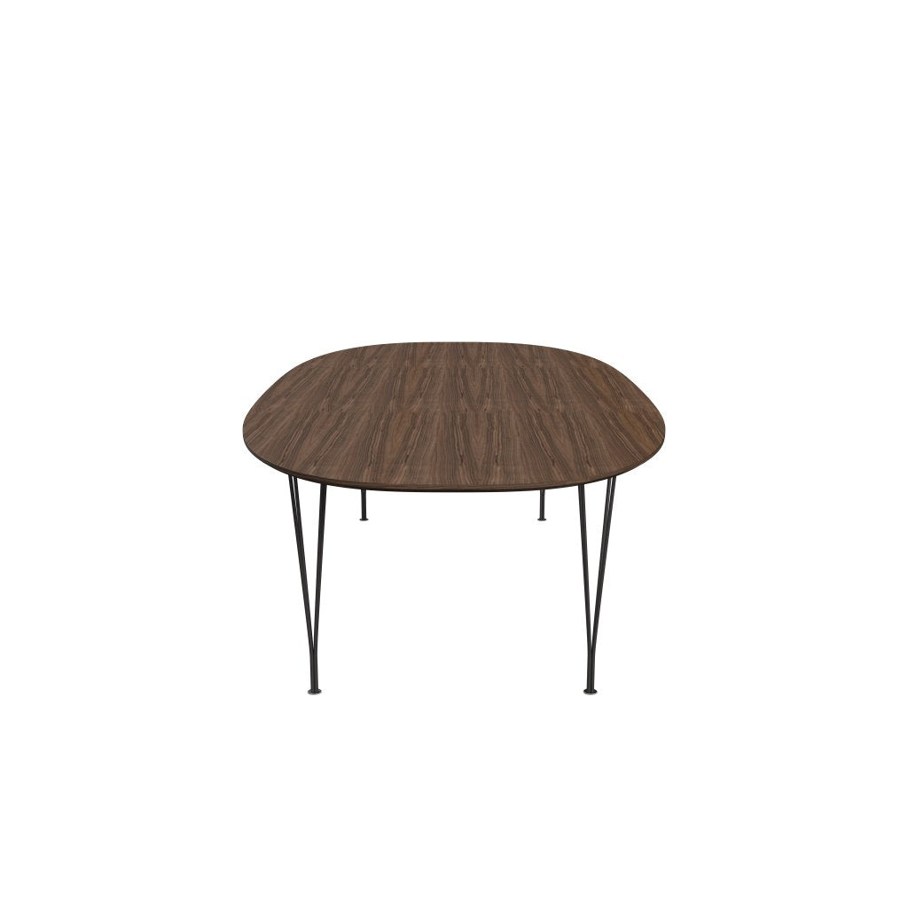 Table à manger Fritz Hansen Superellipse Graphite / placage de noix avec bord de table en noyer, 300x130 cm