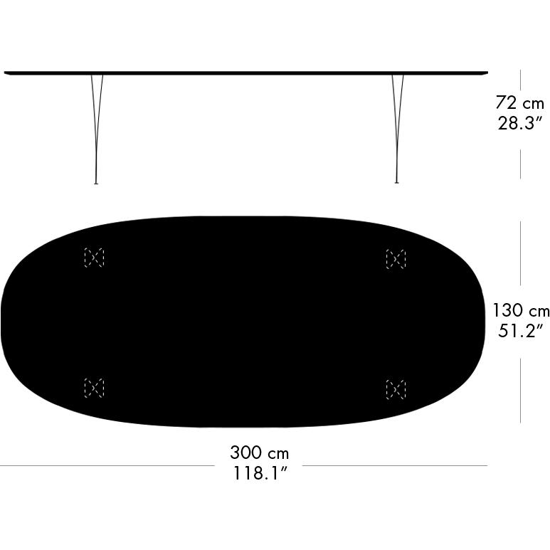 Table à manger Fritz Hansen Superellipse Graphite / placage de noix avec bord de table en noyer, 300x130 cm