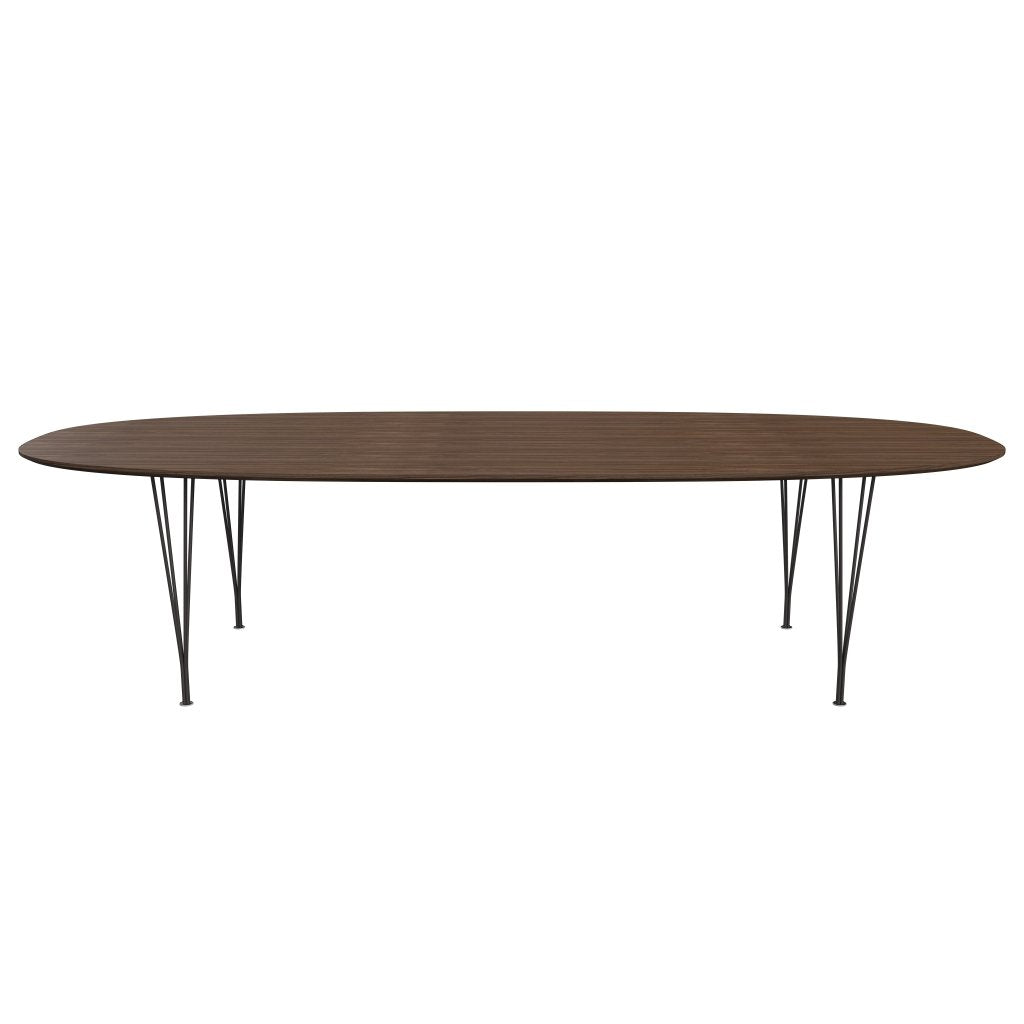 Table à manger Fritz Hansen Superellipse Graphite / placage de noix avec bord de table en noyer, 300x130 cm