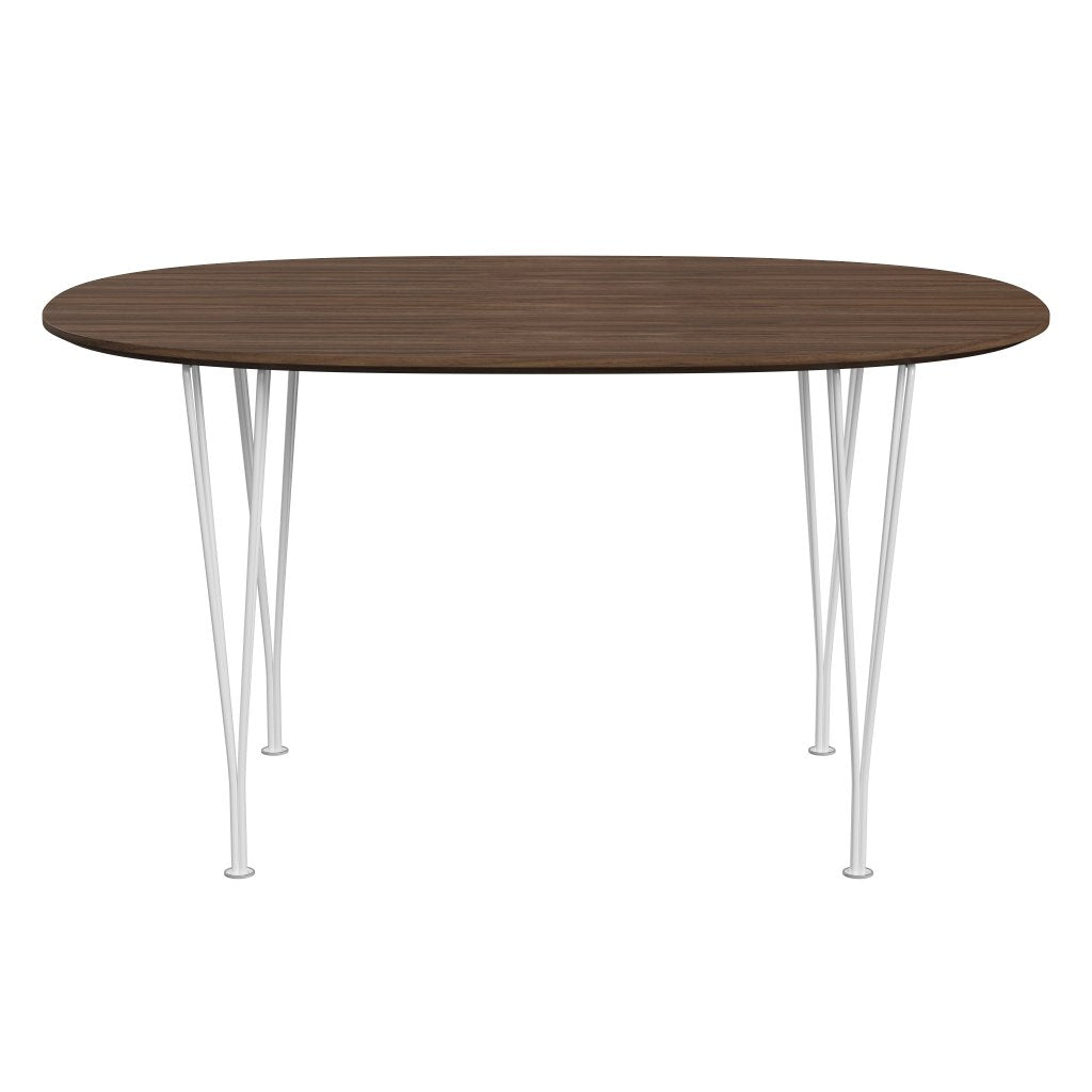 Table à manger Fritz Hansen Superellipse White / Nut Nut avec table de bord en noyer, 135x90 cm