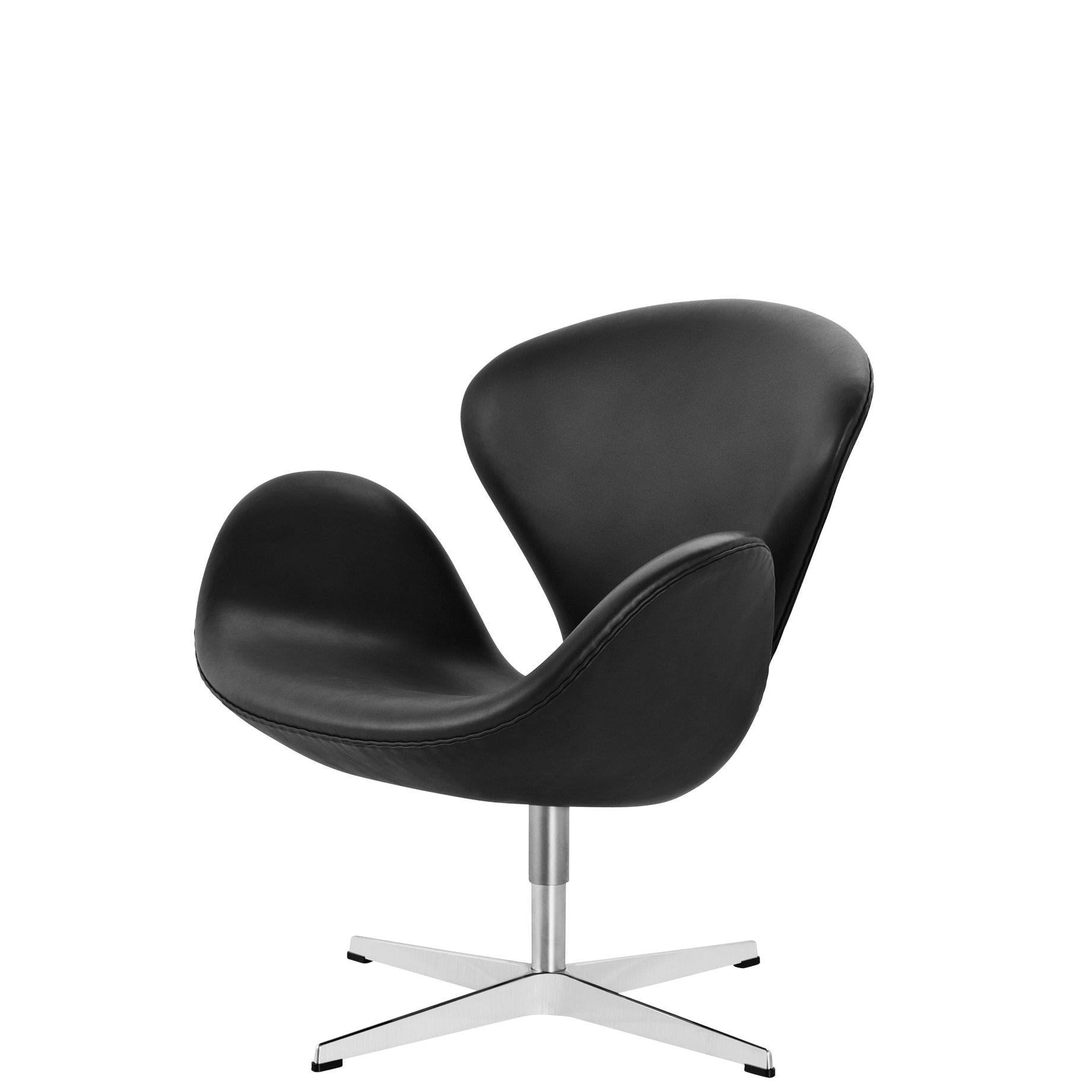 Fritz Hansen Svanen Lounge Silla Leather, Elegance Negro