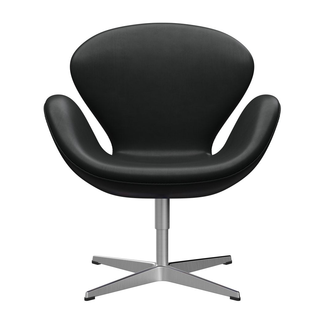 Fritz Hansen Swan Lounge Stuhl, Satin gebürstete Aluminium/Grace Schwarz