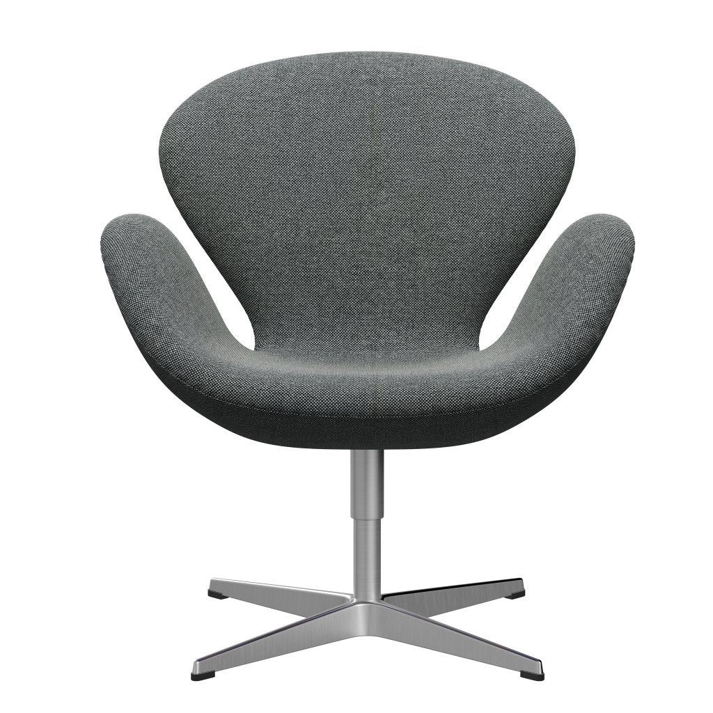 Fritz Hansen Swan Lounge stol, SatingBrushed Aluminium/Hallingdal White/Brown