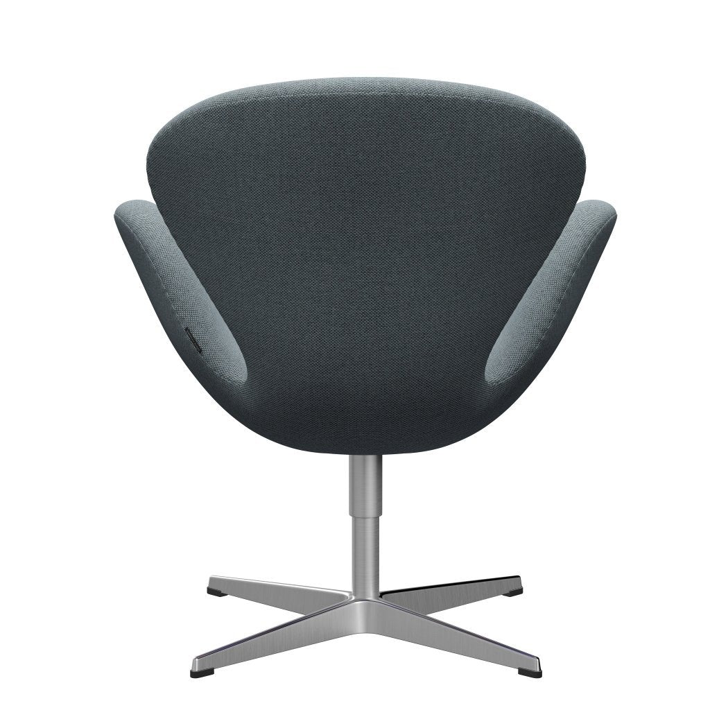 Fritz Hansen Swan Lounge Chair, Satin Brushed Aluminium/Re Wool Light Blue/Natural