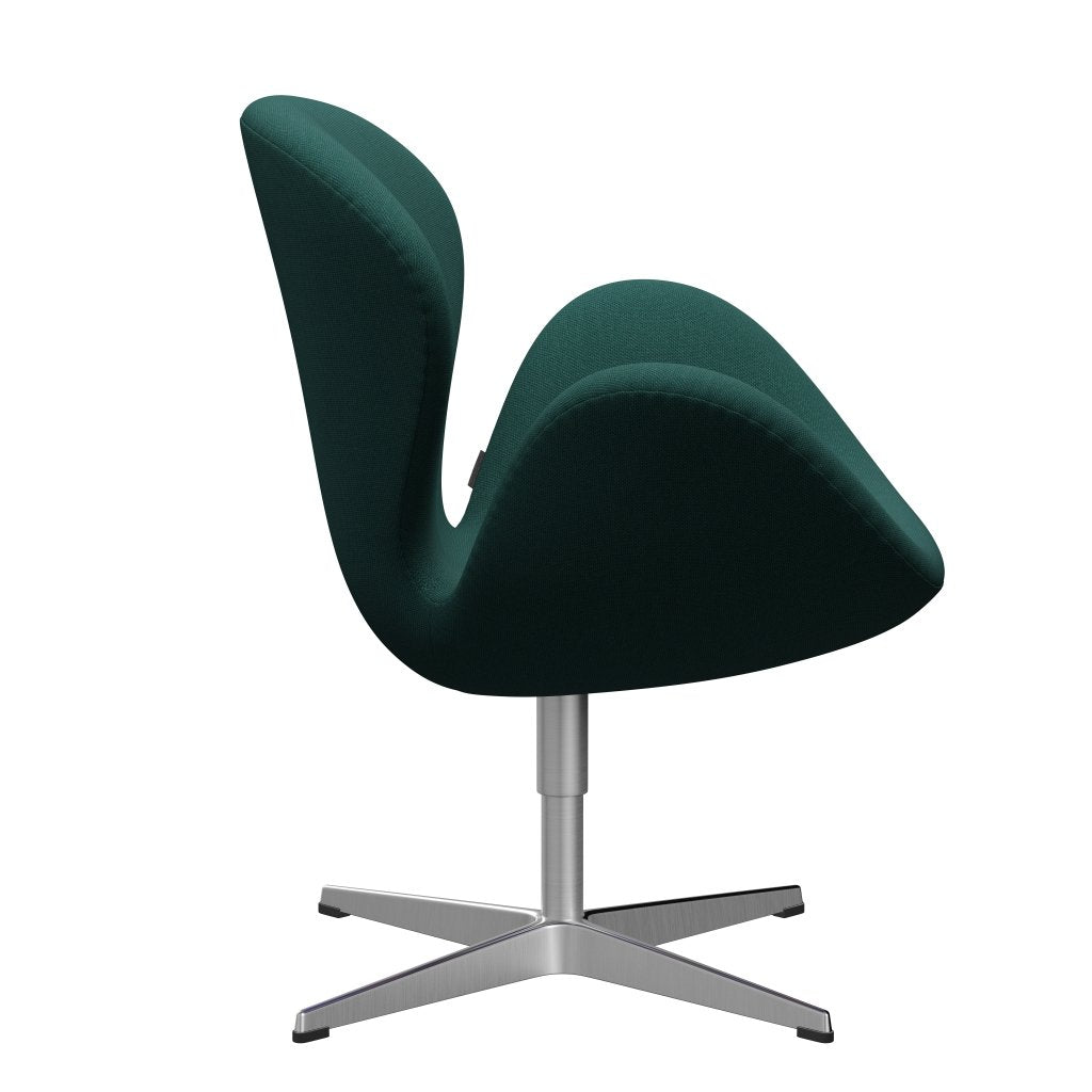 Fritz Hansen Swan Lounge Sillón, aluminio cepillado por satén/trío de chupetón de acero verde oscuro