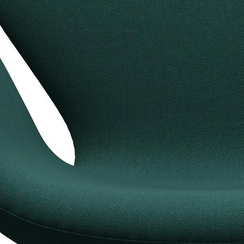 Chaise salon Swan Fritz Hansen, aluminium en satin en aluminium / trio Steelcut Green foncé