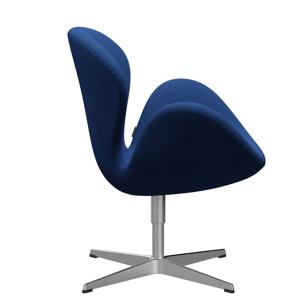 Chaise salon Swan Fritz Hansen, aluminium brossé en satin / Trio Steelcut Cobalt Bleu