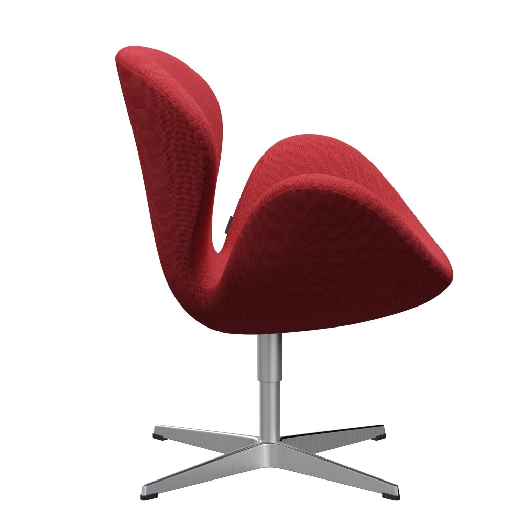 Sillón Fritz Hansen Swan, aluminio cepillado por satén/trío de metal de acero rojo