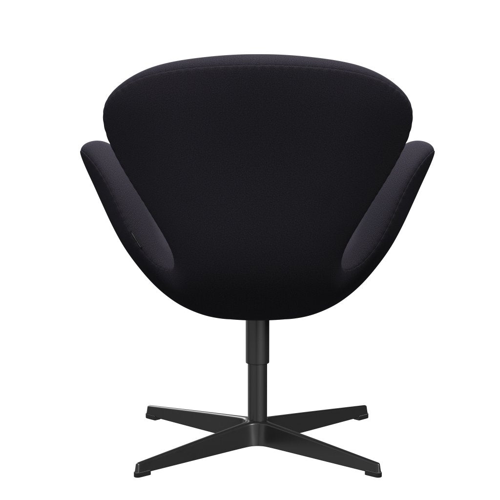 Fritz Hansen Swan Lounge Chair, Black Lacquered / Capture Blue Charcoal