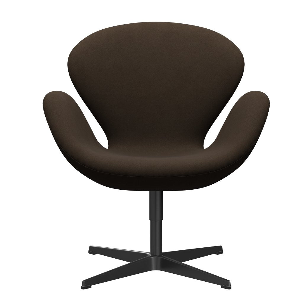 Sillón de cisne Fritz Hansen, lacado negro/comodidad beige/arena