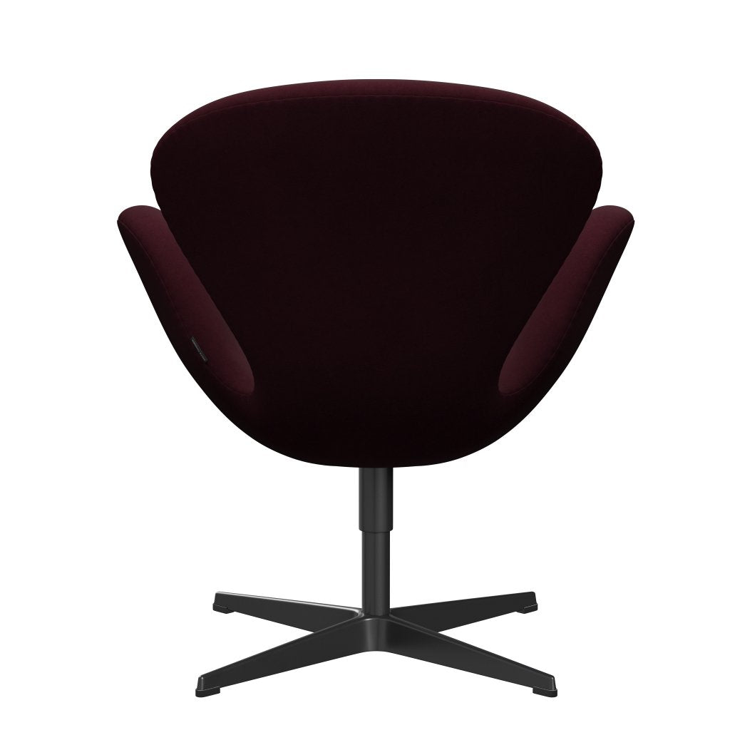 Fritz Hansen Swan Lounge stol, sort lakeret/komfort Violet/mørkerød