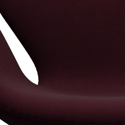 Fritz Hansen Swan Lounge Chaise, Black LaQuered / Comfort Violet / Dark Red
