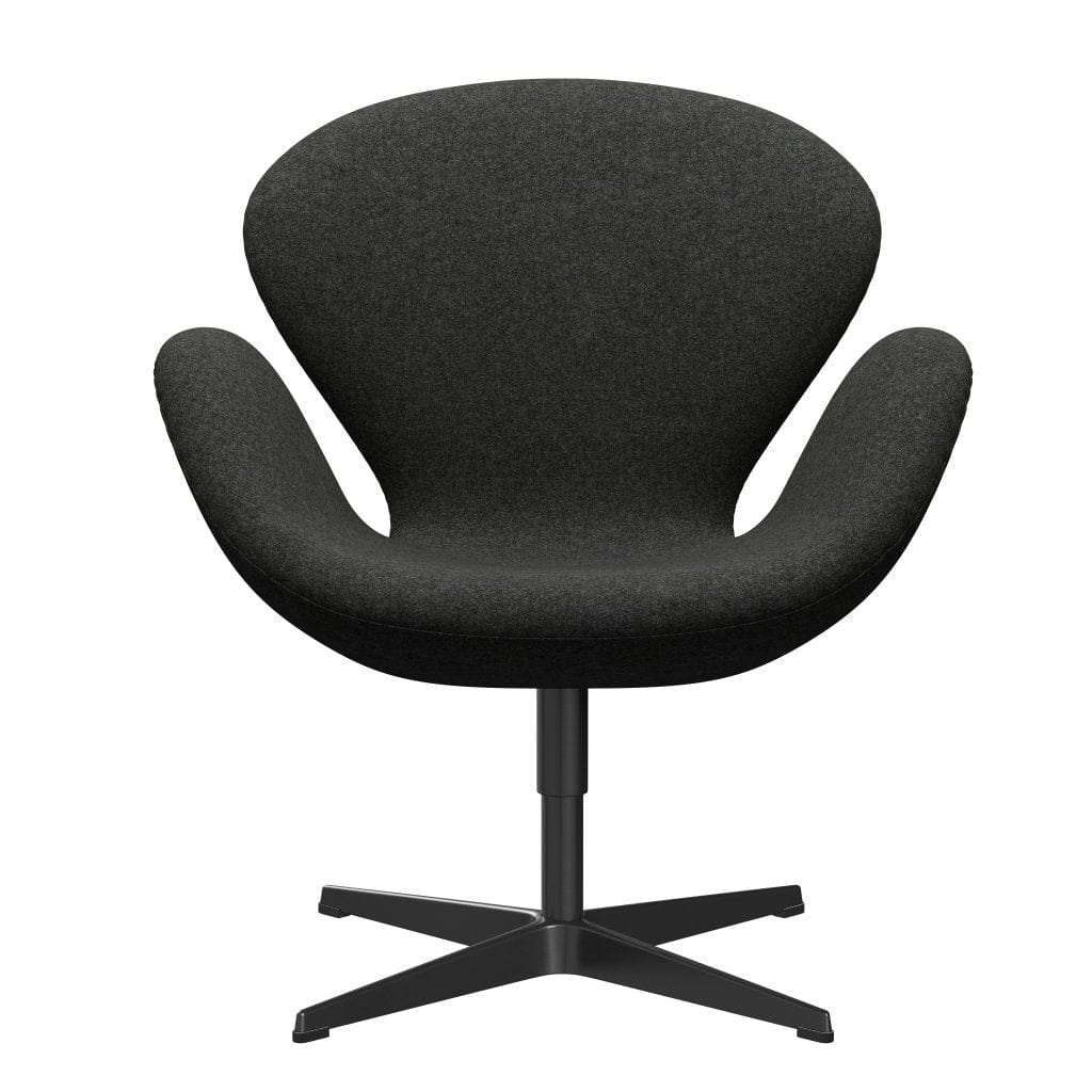 Fritz Hansen Swan Lounge Chair, Black Lacked/Divina Melange Grey