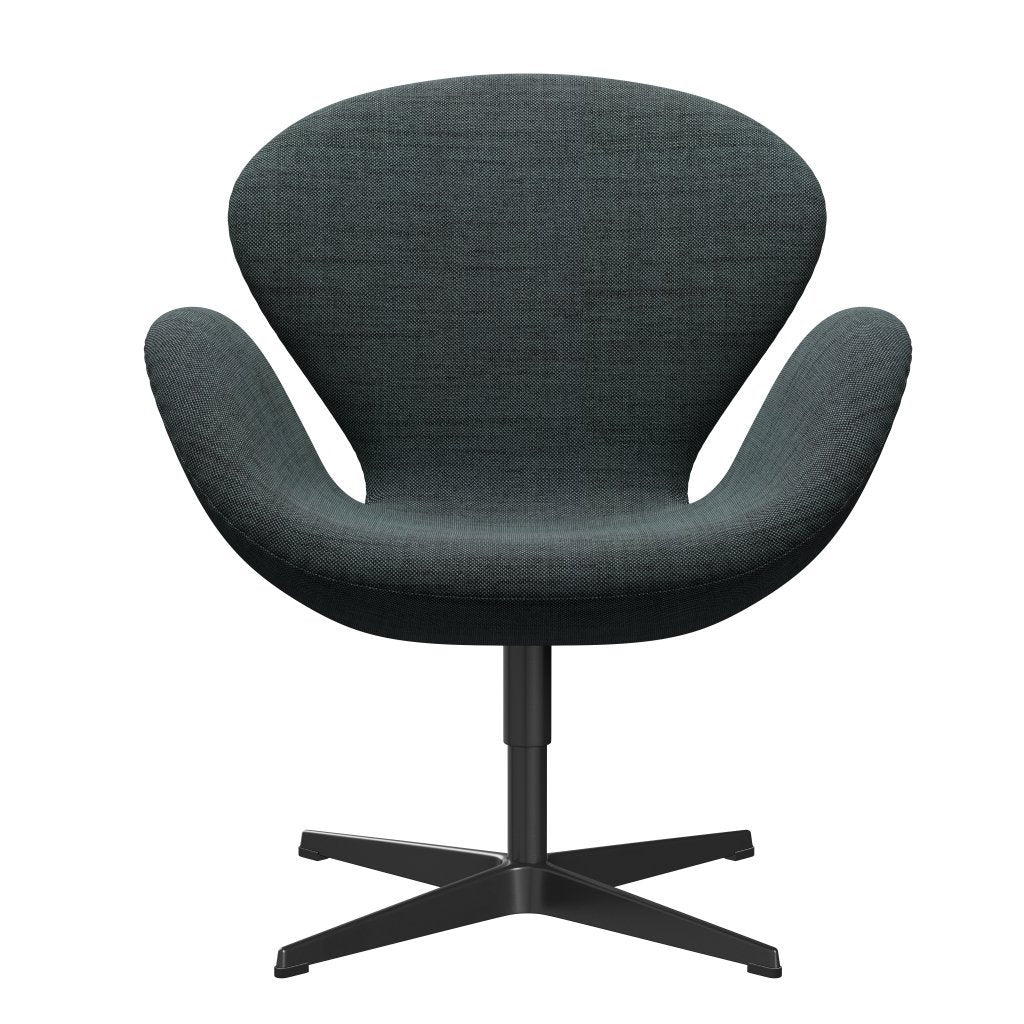 Fritz Hansen Swan Lounge Chair, noir laqué / sunniva noir / bleu clair