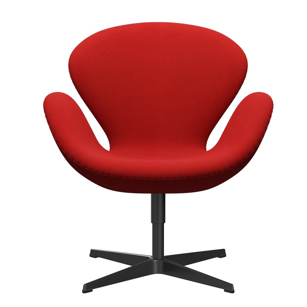 Fritz Hansen Swan Lounge Chair, Black LaQuered / Tonus Orange / Red