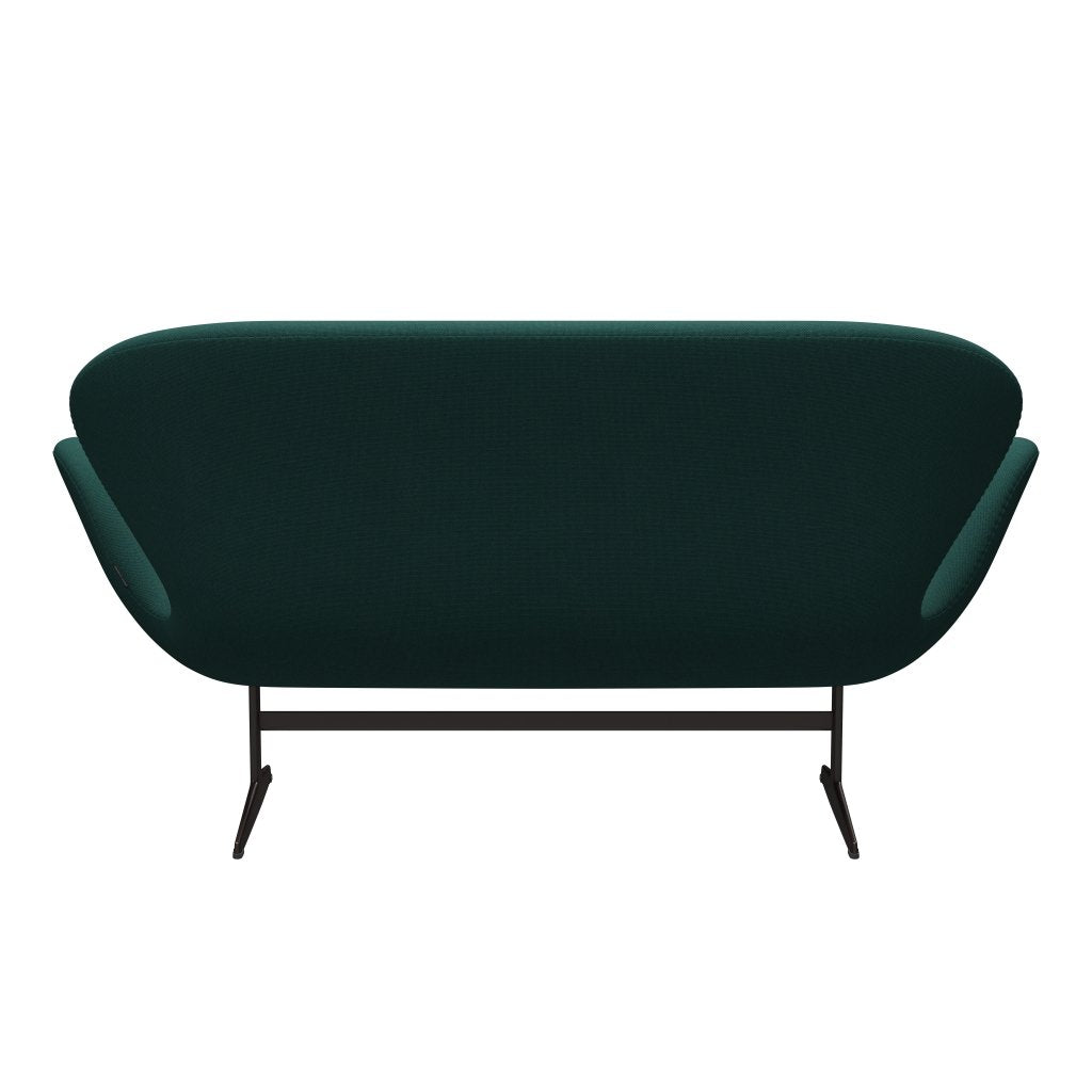 Fritz Hansen Swan Sofa 2 -Sitzer, braune Bronze/Stahlkut -Trio dunkelgrün