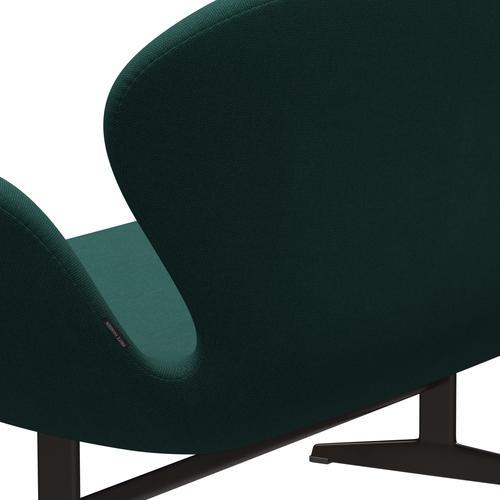 Fritz Hansen Swan Sofá 2 plazas, bronce marrón/trío de chorro de acero verde oscuro