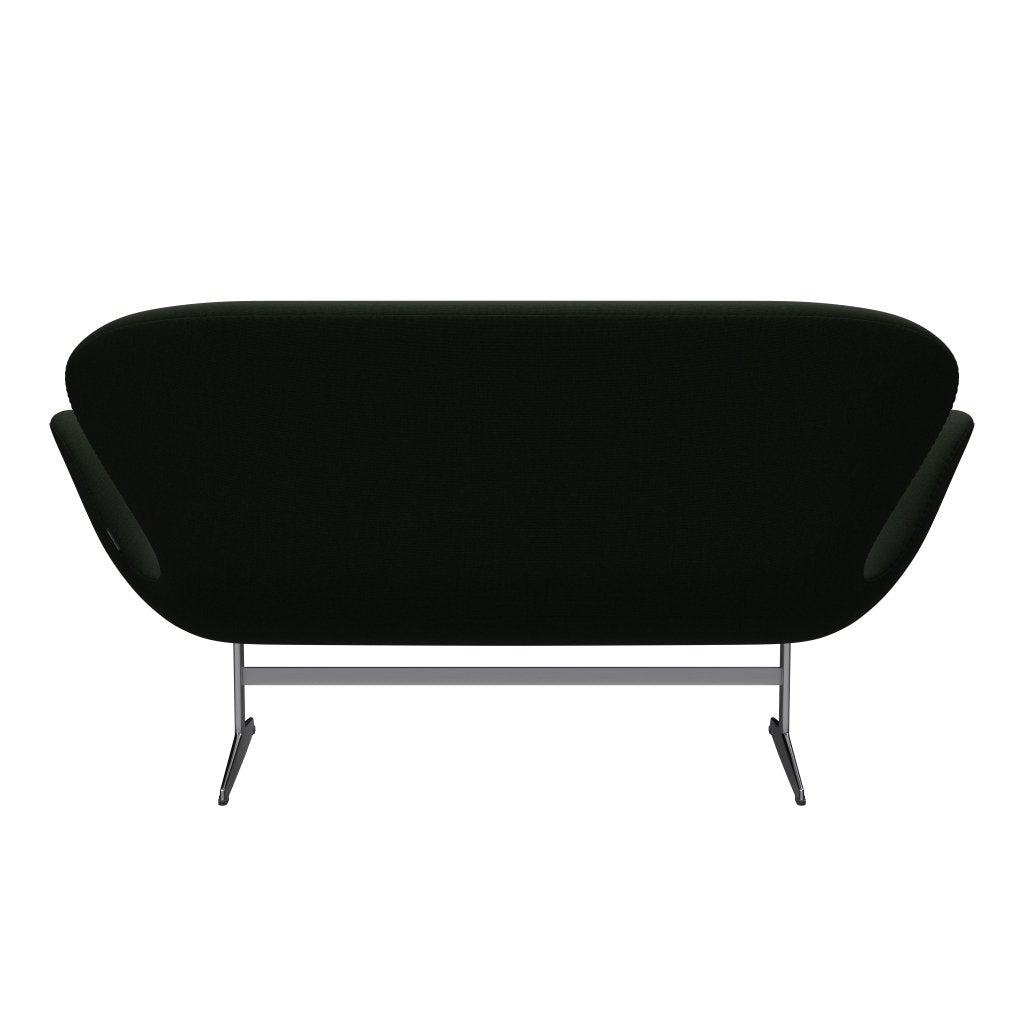 Fritz Hansen Swan Sofa 2 -Sitzer, satin gebürstete Aluminium/Leinwand dunkelgrün