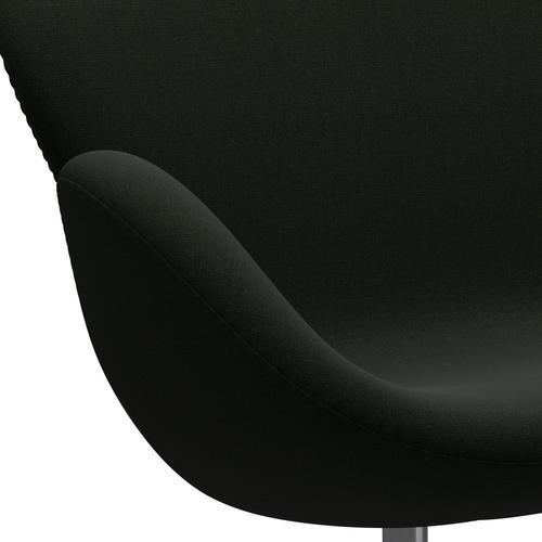 Fritz Hansen Swan Sofa 2 -Sitzer, satin gebürstete Aluminium/Leinwand dunkelgrün