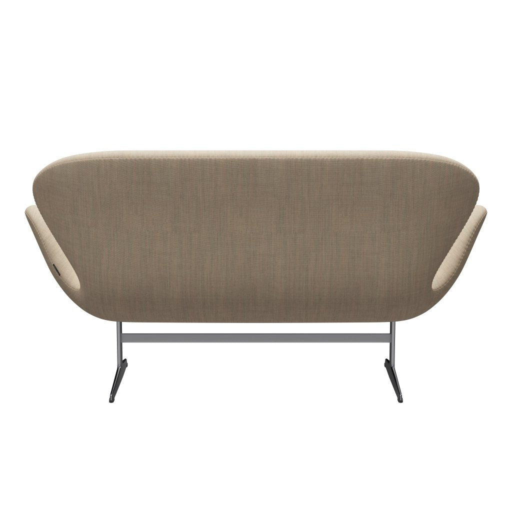 Fritz Hansen Swan Sofa 2 -Sitzer, satin gebürstete Aluminium/Leinwand Sandlicht