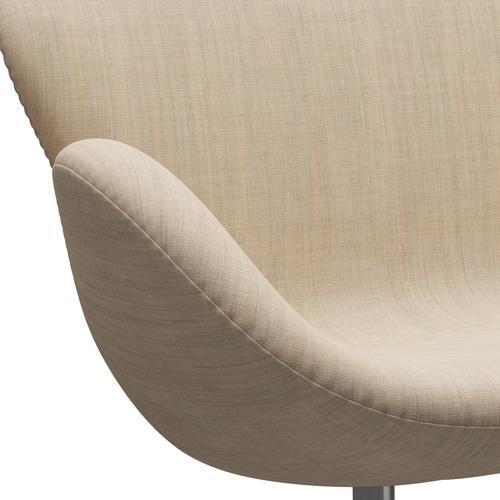 Fritz Hansen Swan Sofa 2 -Sitzer, satin gebürstete Aluminium/Leinwand Sandlicht