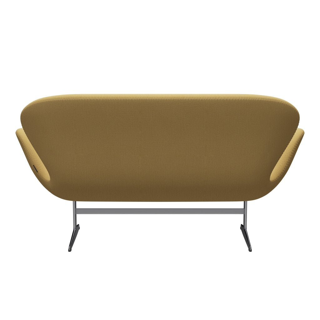 Fritz Hansen Swan Sofa 2 -sæder, satin børstet aluminium/Christianshavn gul