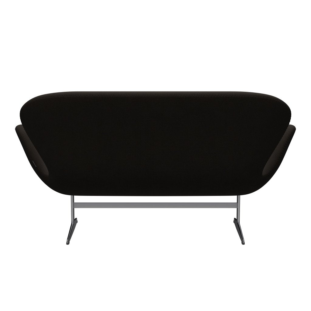 Fritz Hansen Swan Sofa 2 Seater, Satin Brushed Aluminum/Diablo Chocolate Dark