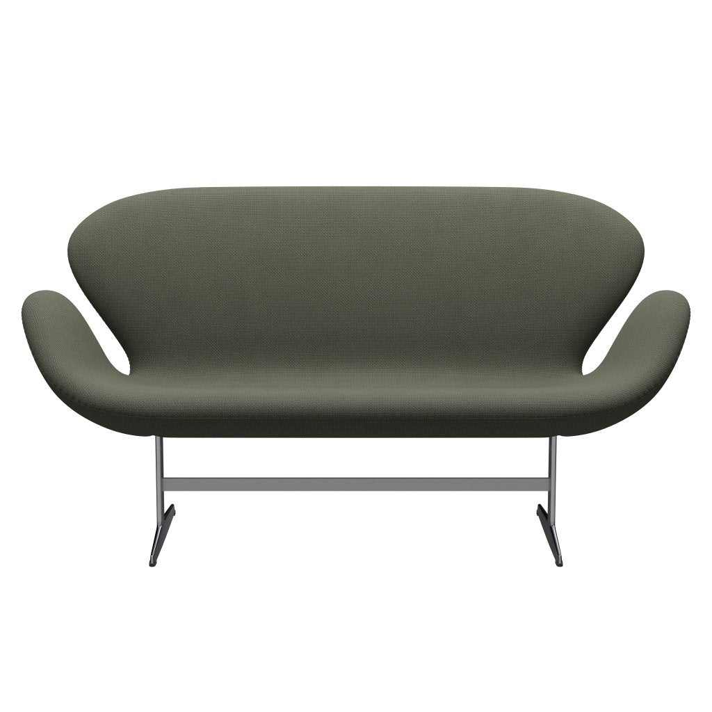 Fritz Hansen Swan Sofa 2 Seater, Satin Brushed Aluminium/Diablo Warm Grey